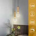 Pendant Lights Kitchen Island, Crystal Pendant Light Fixtures Mini 12W LED Modern Kitchen Pendant Lighting Over Sink and Living Room and Bedroom (Gold 2 Light)