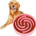 Slow Feeder Maze Puzzle Bowl - Large Dog Non Slip Interactive Food Dishes - Bloat Stop, Choking Prevention - Pink