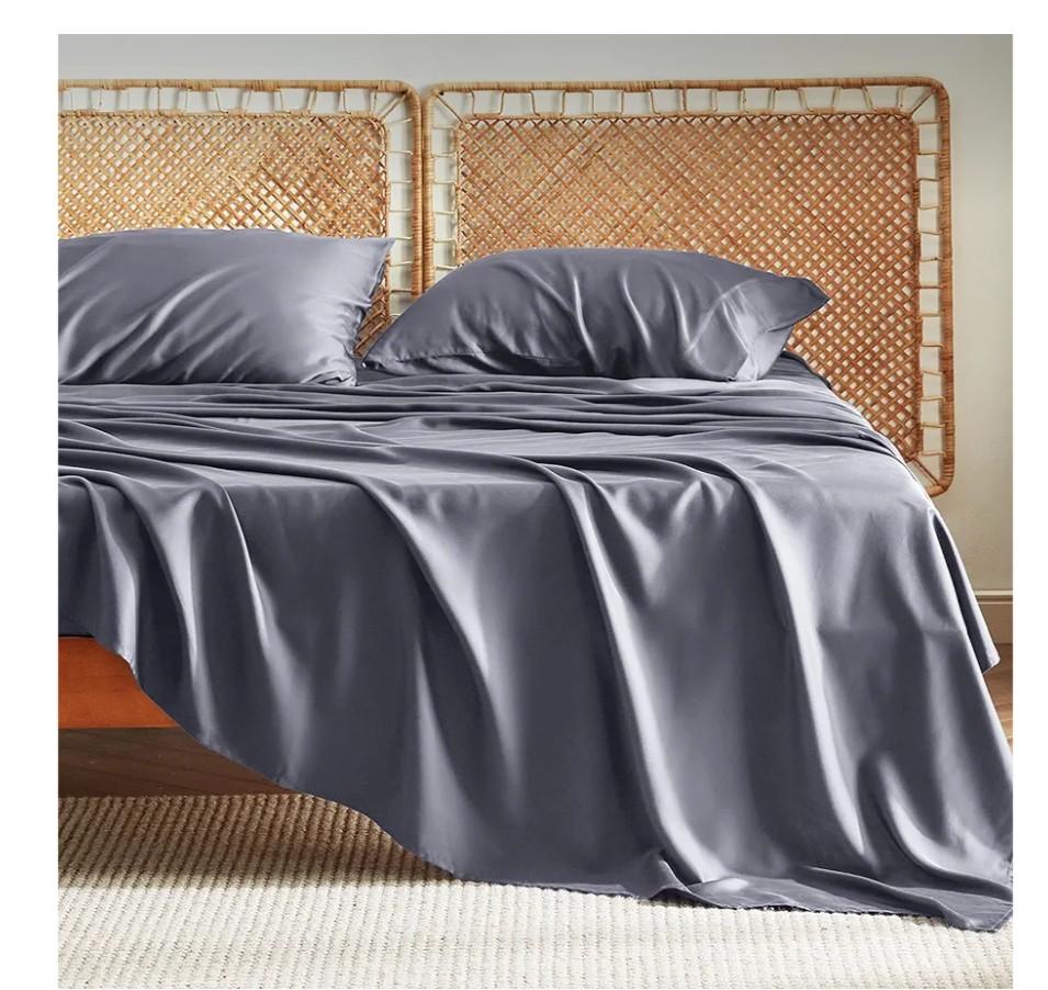 Bedsure Cooling Sheets for Full Size Bed, Viscose Derived from Bamboo, Deep Pocket up to 16", Breathable Soft Bed Sheets & Pillowcases, Dark Grey