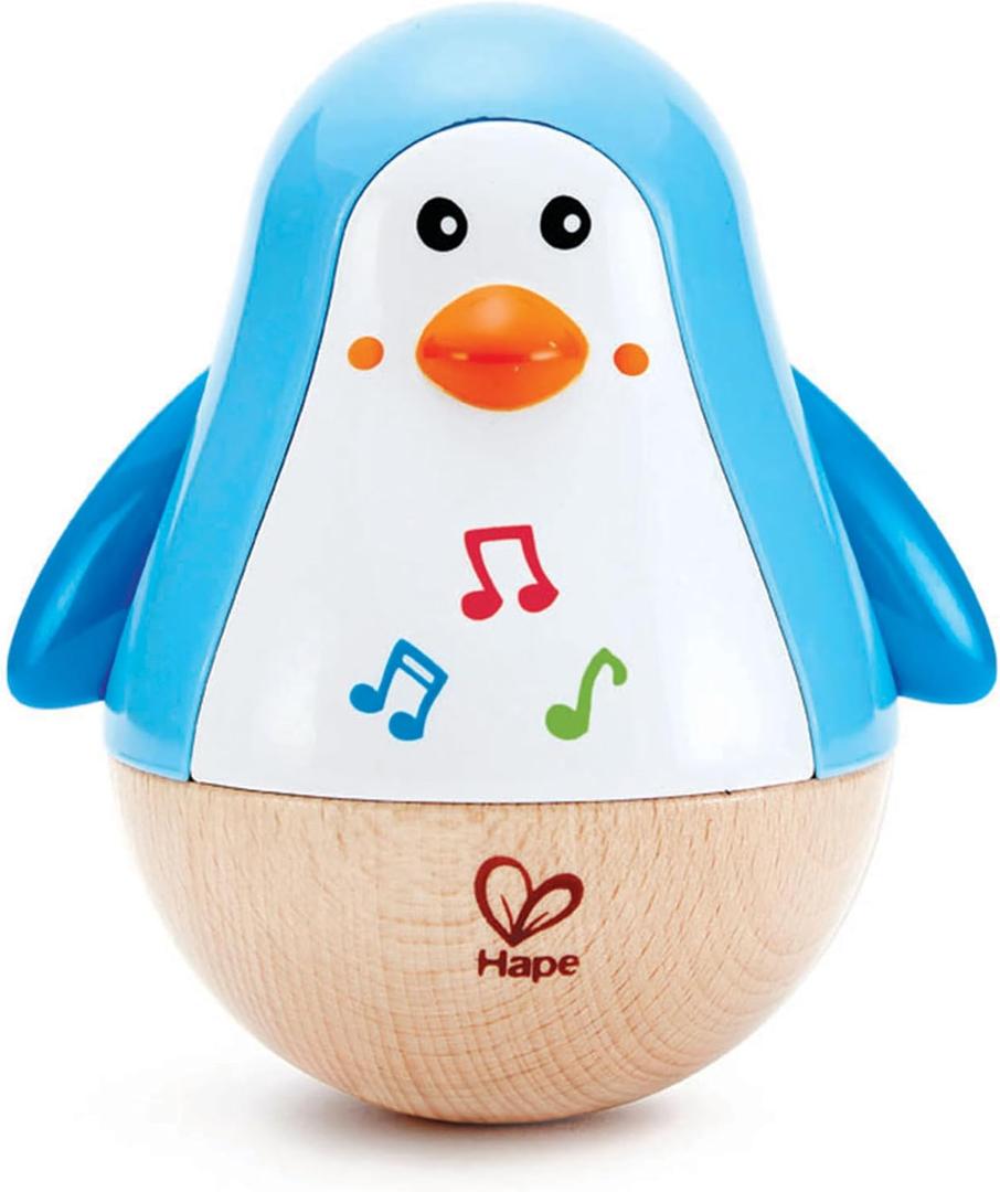 Hape Penguin Wobbler| Colorful Wobbling Penguin, Roly Poly Toy for Kids 6 Months+ (Blue)