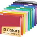 SUNEE Hanging File Folders, 50 Pack Letter Size Hanging File Folders with 1/5-cut Tabs, Stay Organized for Your Home and Office Bulk File, Documents and Paper,10 Assorted Colors