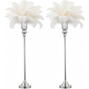 32.5inch Versatile Metal Wedding Centerpiece Vases - Set of 2 Tall Silver Trumpet Vases, Elegant Silver Centerpiece Stands for Road Leading Wedding Reception Party Event Anniversary Home Decor