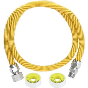 48" Flexible Gas Line Hose,Appliance Gas Line with Connector 1/2" MIP 1/2"FIP Fitting OD(1/2" ID) Gas Range Connector Kit for Stove,Gas Stove,Dryer,Water Heater By MIFLUS