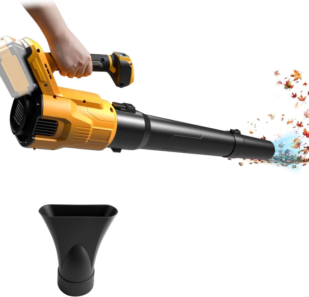 Cordless Leaf Blower Compatible with Dewalt 20v Battery, Brushless Motor, 130mph Wind Speed, 480cfm Air Volume, 3 Speed Adjustment, with Dual Nozzles for Yard Snow Dust Leaves Cleaning (1)