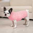 2 Pack Dog Sweaters for Medium Dogs Winter Turtleneck Pullover Cable Knit Fleece Stretch Frenchie Dachshund Pug Corgi Beagle Boy Girl Pet Clothes (M, Pink & Purple)