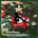 3 x Gymnastics Christmas Ornament for Girls - Red Glitter Star Xmas Tree Ornament, 2 Layer Wooden - Unique & Speical Holiday Decorations for Athletes, Students, Coaches