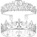 COCIDE KING AND QUEEN Crown Set - 2 Pcs Crystal Rhinestone Tiaras and Crowns for Bride, Princess, Birthday Party, Halloween, Cosplay Gifts