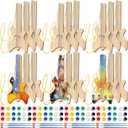 Syhood 18 Pcs DIY Wood Guitar for Kids with 18 Set of Pigments 6 Colors Christmas Kids Gift for Boys Girls Crafts Halloween Art Birthday Party Music Theme Party(Special)