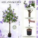 Thiccywoov 2 Pack 4ft Artificial Purple Lilac Flower Tree Realistic Blooming Flower Plant Fake Potted Artificial Tree for Home Garden Lawn Porch Patio Indoor Outdoor Decor