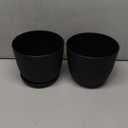 Ferlypote Plant Pots 8 Inch Set of 2, Flower Pots with Multi Mesh Drainage Holes, Planters for Indoor Outdoor Garden Plants and Flowers (Black)