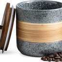 Ceramic Jar with Lid Airtight, Coffee Container Kitchen Food Storage Jars for Spice Sugar Tea Bag, Stackable Decorative Jars for Countertop, Grey & 18oz