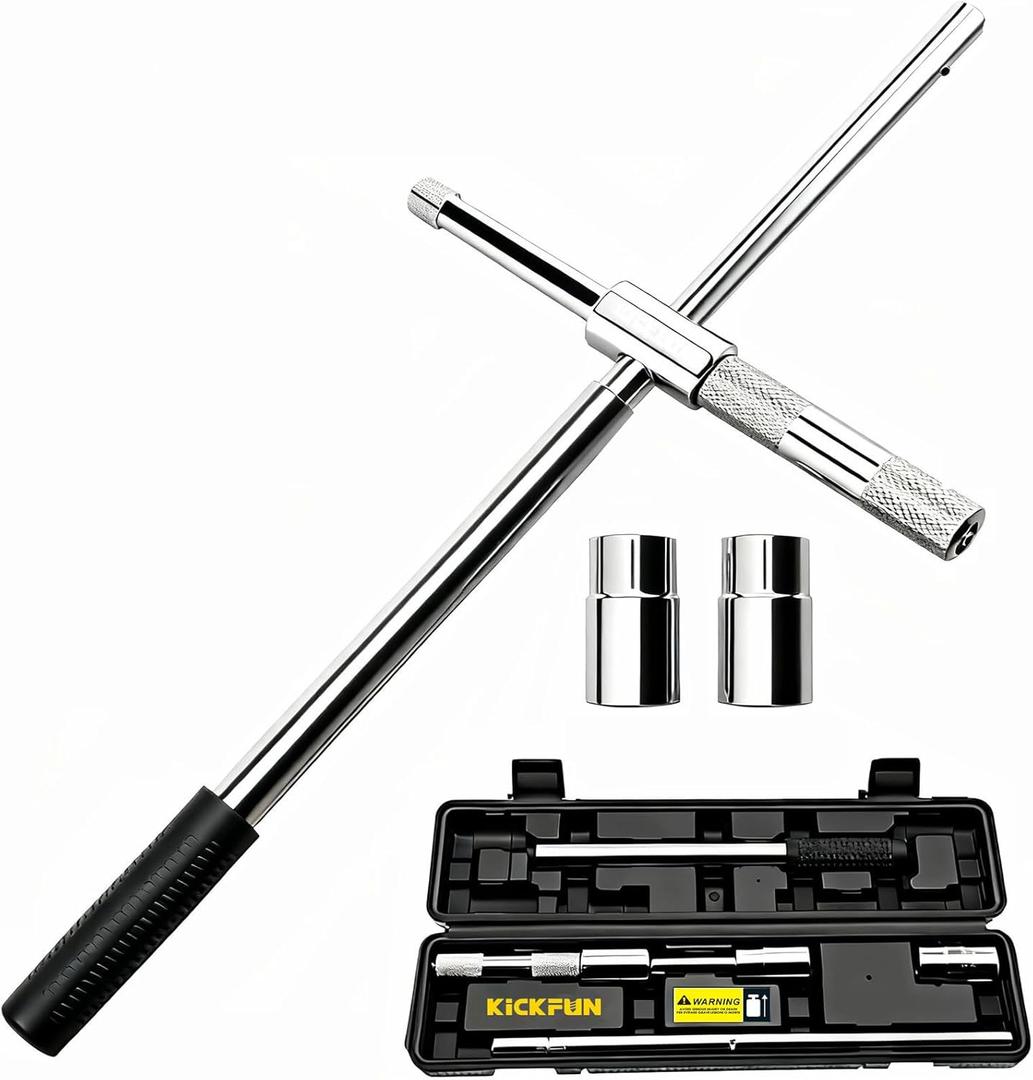 25'' Universal Lug Wrench (17mm, 19mm, 21mm & 23mm) Wheel Brace for Car Wheel Nut Wrench Labor Saving Removel Tyre Wrench (25 New)