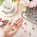 Junkin 300 Pcs Vase Filler Faux Pearls Vase Makeup Beads Bulk No Hole Gloss Pearl Beads Mixed Sizes Round Pearls for Wedding Home Table Birthday Decoration, 8/14/20 mm (Silver)