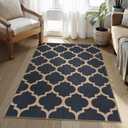 Lahome Moroccan 3x5 Outdoor Rug, Easy Jute Blue Washable Rug for Entryway Front Porch, Geometric Trellis Woven Non Slip Door Mat for Entrance, Thin Non Shedding Farmhouse Throw Rugs for Balcony