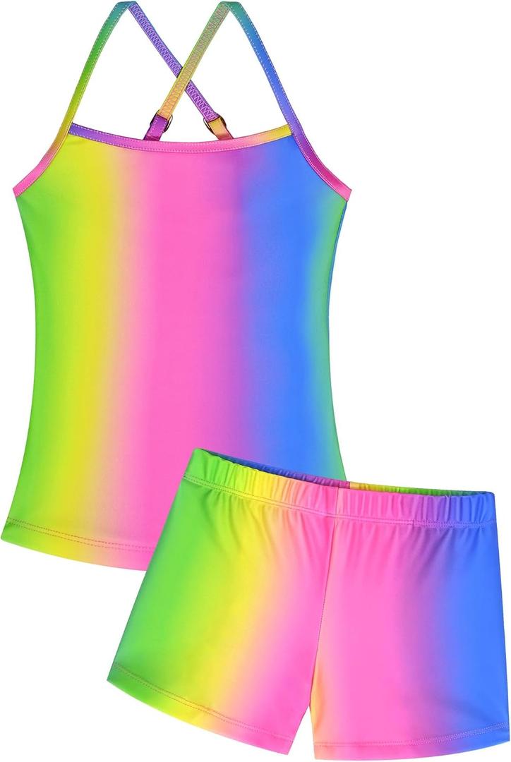 Girls Swimsuit Sleeveless Bathing Suits Back Cutout Summer Swimwear with Removable Chest pad 6-14 Years