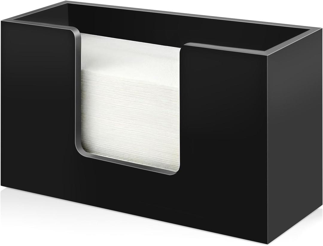 Wooden Paper Towel Dispenser Countertop Paper Towel Holder Counter for Bathroom Black Napkin Holder Kitchen Multifold Towels Dispenser C-fold Trifold Folded Hand Towels Holders for Bathroom Toilet
