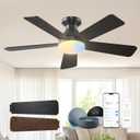Amico 42 inch Smart Ceiling Fans with Lights, Small Low Profile Ceiling Fan, Remote/Alexa Voice Control, Flush Mount, Reversible DC Motor, 5 Blades, 6 Speeds, 3CCT, Dimmable, Noiseless, Bedroom, Black