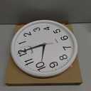 Wall Clock Silent Non-Ticking Battery Operated 12 Inch Wood Grain Large Easy to Read 3D Numbers for Office Living Room Bedroom Kitchen (White)
