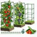 3 Pack Tomato Cages, 42 Inch Heavy Duty Metal Square Tomato Cage for Raised Garden Bed, Rust-Proof Sturdy Tall Tomato Trellis Supports for Climbing Plants Outdoor with Clips Wire