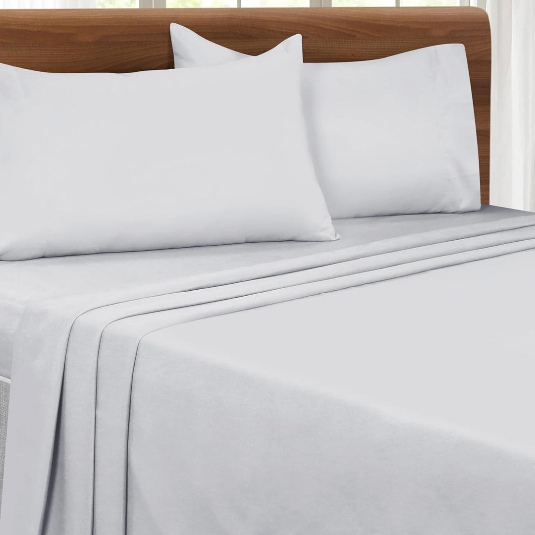 Queen Sheet Set - Double Brushed Microfiber Bedding Set Queen, 4 Piece Deep Pocket Queen Sheet - Ultra Soft, Easy-Fit, Wrinkle Free, Quick Dry, Easy Care Queen Sheets - Light Grey