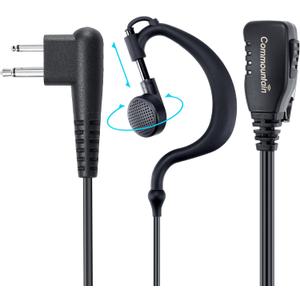 Commountain Earpiece w/Mic Compatible with Motorola Walkie Talkies & Radios R2 CP100D CP185 CP200D CP200 CLS1410 CLS1110 BPR40 BPR40D RDU4100 RMU2040 RMU2080D and More, G Shape Earhook Headset, 2 Pin (For Users Below 6 Feet Tall)