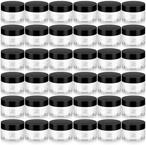Loretoy 26 Pack 1 OZ Plastic Jars with Lids, BPA Free, Reusable, Refillable Transparent Cosmetic Containers for Bath Salts, Cosmetics, Powders, Beauty Product and Small Accessories