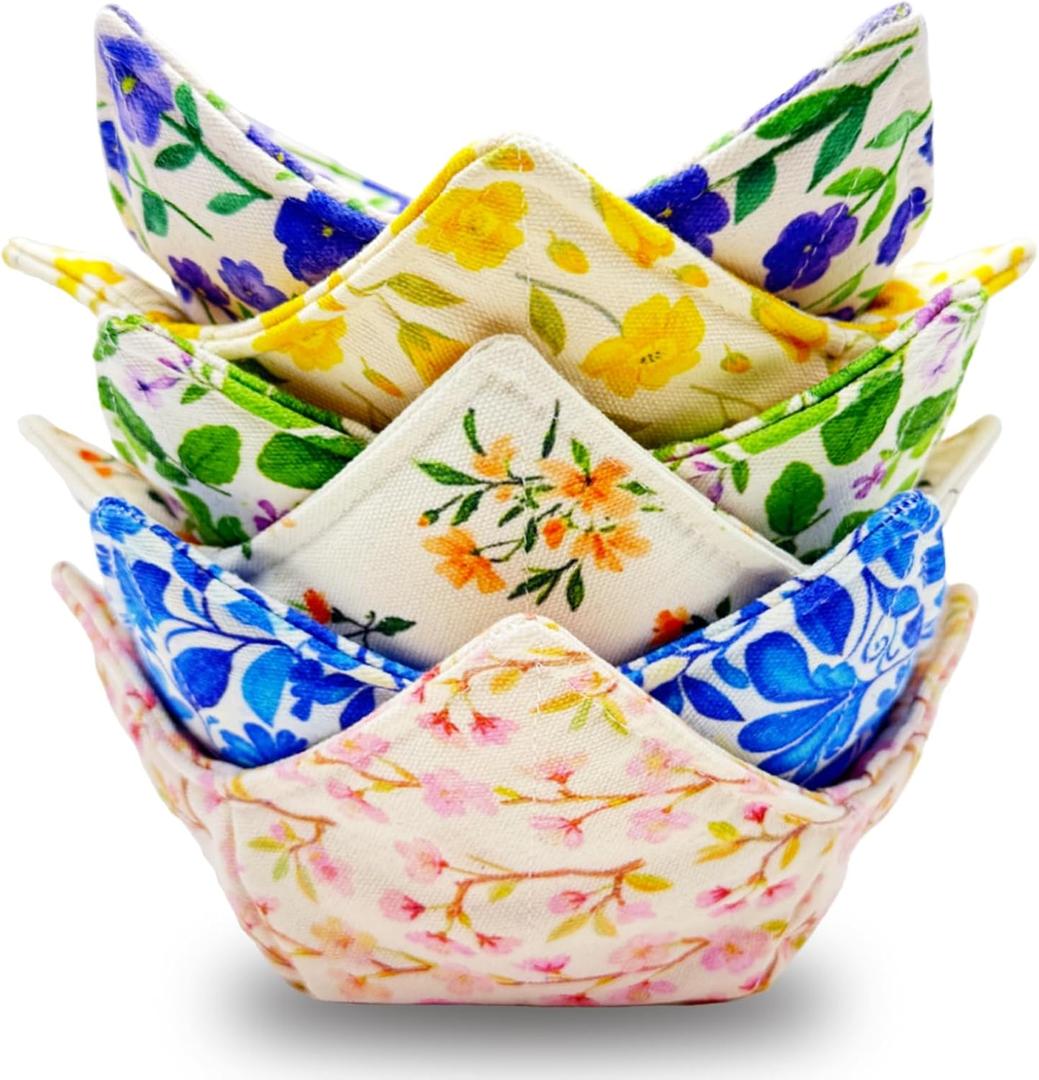 Cotton Microwavable Bowl Cozy Set of 6Microwave-Safe Hot Bowl Holders, Soup Bowl Cozy Hot PadsPrevent Hand from Heat and Maintain Food WarmIdeal Household Gift StoreB