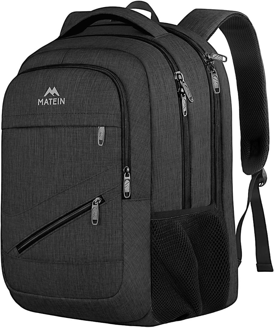 MATEIN 17 Inch Work Laptop Backpack, Large College Computer Bookbag with TSA Laptop Compartment, Water Resistant Business Travel Backpack with Anti Theft Pocket, Graduation Gifts for Men Women (Black)