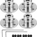 4 Pack 5mm Flange Coupling Connector, Rigid Guide Steel Model Coupler Accessory, Shaft Axis Fittings for DIY RC Model Motors, High Hardness Coupling Connector-Silver., Set of 4