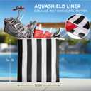 2 x Bodysurf Wet Bag for Swimsuit, Beach, Pool, Gym, Travel, Dirty Laundry - Wet Bags for Baby, Kids, Toddlers, Pump Parts, Cloth Diapers - Reusable Waterproof Striped Makeup & Toiletry Pouch - Black