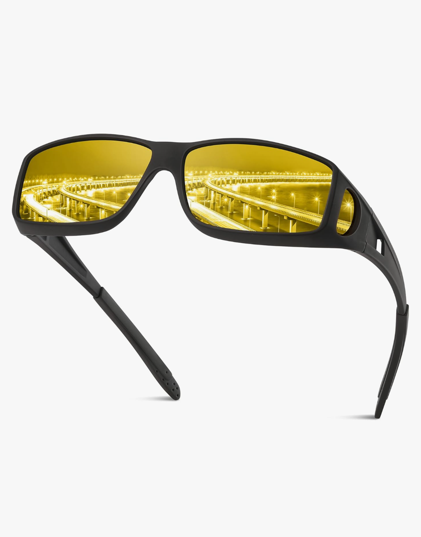 Night Driving Glasses for Men Women, Night Vision Glasses Fit Over Glasses Sunglasses Polarized HD Lens
