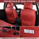 Car Seat Covers Full Set, Breathable Leather Automotive Front and Rear Seat Covers, Car Seat Protectors Full Set,Universal Automotive Vehicle Seat Cover for Most Sedan SUV Pick-up Trucks, Wine Red