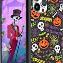 XIMIZU Case for iPhone 14 Pro Max Halloween Ghost Pumpkin Design, Black Matte Soft Slim Fit TPU Anti-Scratch Shockproof Protective Cover Phone Case for iPhone 14 Pro Max