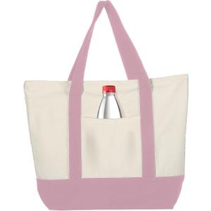 Extra Large Canvas Tote Bag with External Pocket, Reusable Grocery Shopping Bag with Waterproof Lining, Top Zipper