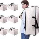 Heavy Duty Moving Bags with Backpack Straps and Strong Handles, Alternative to Moving Boxes and Storage Totes for Dorm Room Essentials, 6 Pack, Clear, Size: 93L - 6 pcs - Backpack