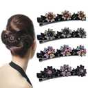 2 x 4PCS Sparkling Crystal Stone Braided Hair Clips for Women Girls（4 colors） | Decorative Hair Clips Suitable for Thick and Thin Hair, Girls/Women Hair Accessories, For Styling Partitions