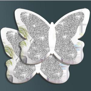 Vesici 2 Pieces Butterfly Shaped Mirror Crystal Crushed Diamond Silver Mirror Silver Wall Decor for Living Room Modern Decorative Artwork for Nursery Wedding Decor(19.69 x 14.57 Inch)