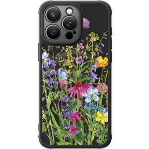 FUNMIKO for iPhone 15 Pro Case Wireless Charging & Military-Grade Protection - Cute Floral Design for Women Girls, Non-Slip Matte Cover with Shockproof Corners - Clusters of Wildflowers