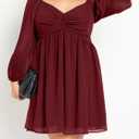 SCOMCHIC Women's Plus Size Puff Long Sleeve Dresses Sweetheart Neckline A Line Short Wedding Guest Cocktail Dress (XL)