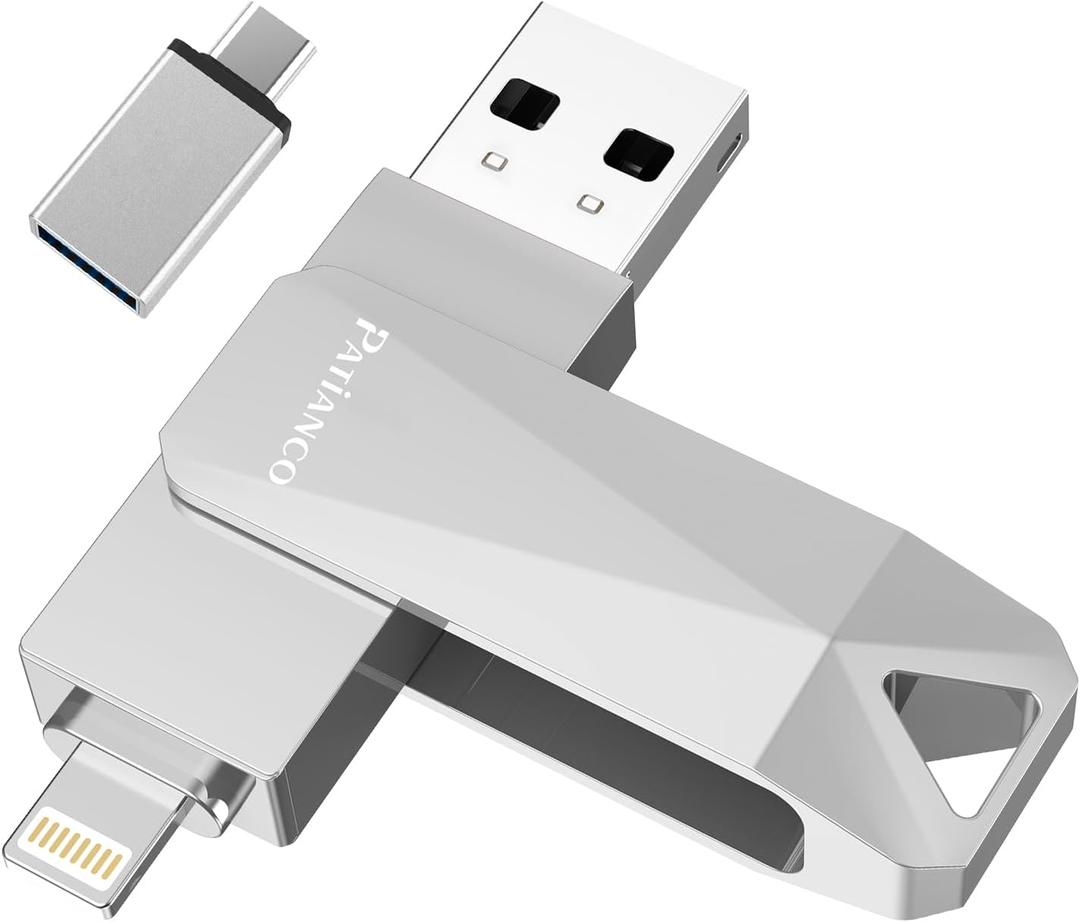 USB Flash Drive for iPhone 512GB Apple MFi Certified Photo Stick Thumb Drive, iPhone-Memory-Stick for iPad/iPhone/Computer Picture Keeper Portable Hard Drive GreySliver (Silver)