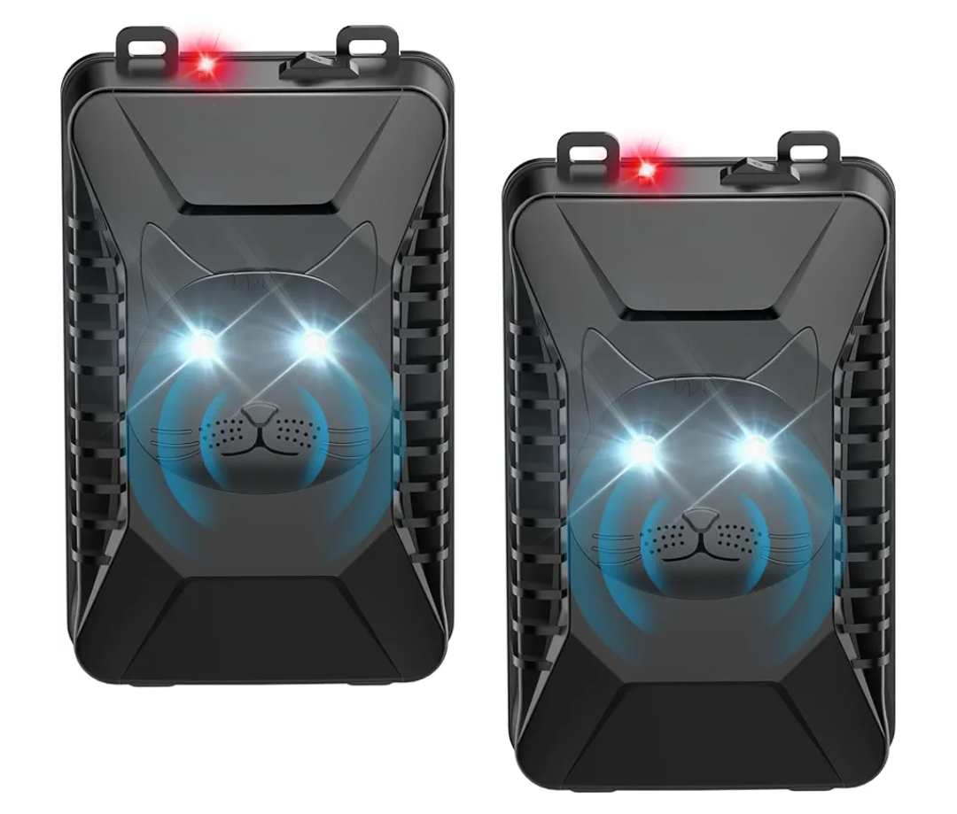 Ultrasonic Rodent Repellent, 2 Pack Plug-in Mouse Rat Pest Bat Squirrels Repellent for Car with Battery Powered Under Hood, Keep Mice Out of Cars Engines, Indoor, Garage, Storage Room-Black
