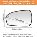 Senzeal Driver Side Heated Mirror Glass with Blind Spot Detection BLIS for Ford Fusion 2013 2014 2015 2016 2017 2018 2019 2020 2021 DS7Z17K707H DS7Z-17K707-H (No Auto Dimming)(Left Side)