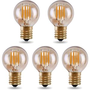 Lxcom Lighting G40 LED Light Bulb 2W Vintage Edison Globe Light Bulb 2200K Warm White G40 Amber Glass E17 Intermediate Base Decorative String Light Bulbs Outdoor Replacement Bulbs, AC120V(5 Pack)