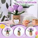 3 x RovyFota Crochet Tulip Gift – Handmade Present for Boyfriend, Girlfriend, Husband, or Wife – Perfect for Anniversary, Birthday, or Christmas – “Thank You” Gift for Him or Her (Purple)