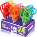 24 Packs 5" Small School Student Blunt Tip Craft Kids Scissors, Stainless Steel Blades Comfort Grip 5 Inch Safety Scissors Bulk for Children Toodler Cutting Paper