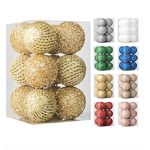 6pcs 3.94" Christmas Ball Ornaments Glitter Shatterproof Christmas Tree Ornaments Sequin Xmas Hanging Balls Decorations for Wedding Party Holiday(Green, 6pc-10cm)