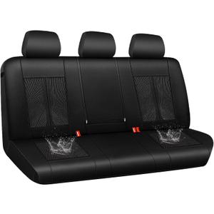 CAR PASS Leather Oxford Rear Seat Covers, Waterproof Back Seat Covers,All-Weather Non-Slip Durable, Universal Fit for SUVs Sedans Trucks Vans Automotive,Black