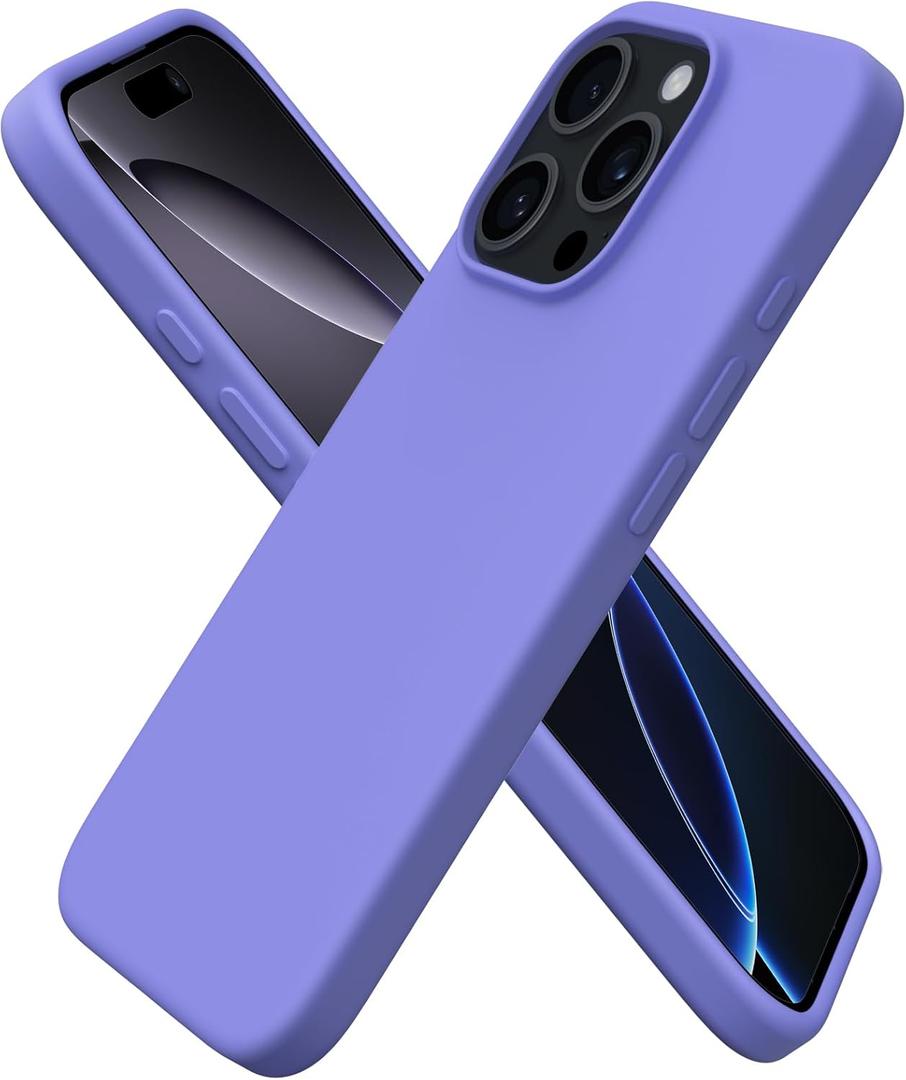 ORNARTO Compatible with iPhone 16 Pro Case 6.3", Slim Liquid Silicone 3 Layers Soft Gel Rubber Shockproof Protective Case with Anti-Scratch Microfiber Lining-Periwinkle