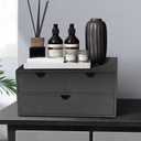 Charmewooden Bamboo Desk Organizer with 3 Drawers, Countertop Organizer with Drawers Makeup Storage Drawer 3 Drawer Tabletop Storage Organization Box Home Office WorkspaceBlack