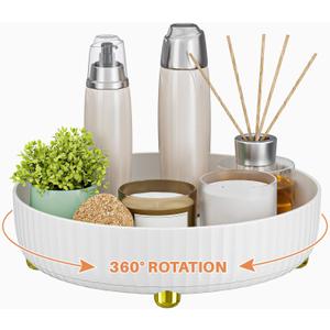 Bathroom Organizers and Storage - Rotating Makeup Organizer Tray for Perfume,Skincare,Cosmetics and Bathroom Storage,Lazy Susan Organizer,White (Small-white)
